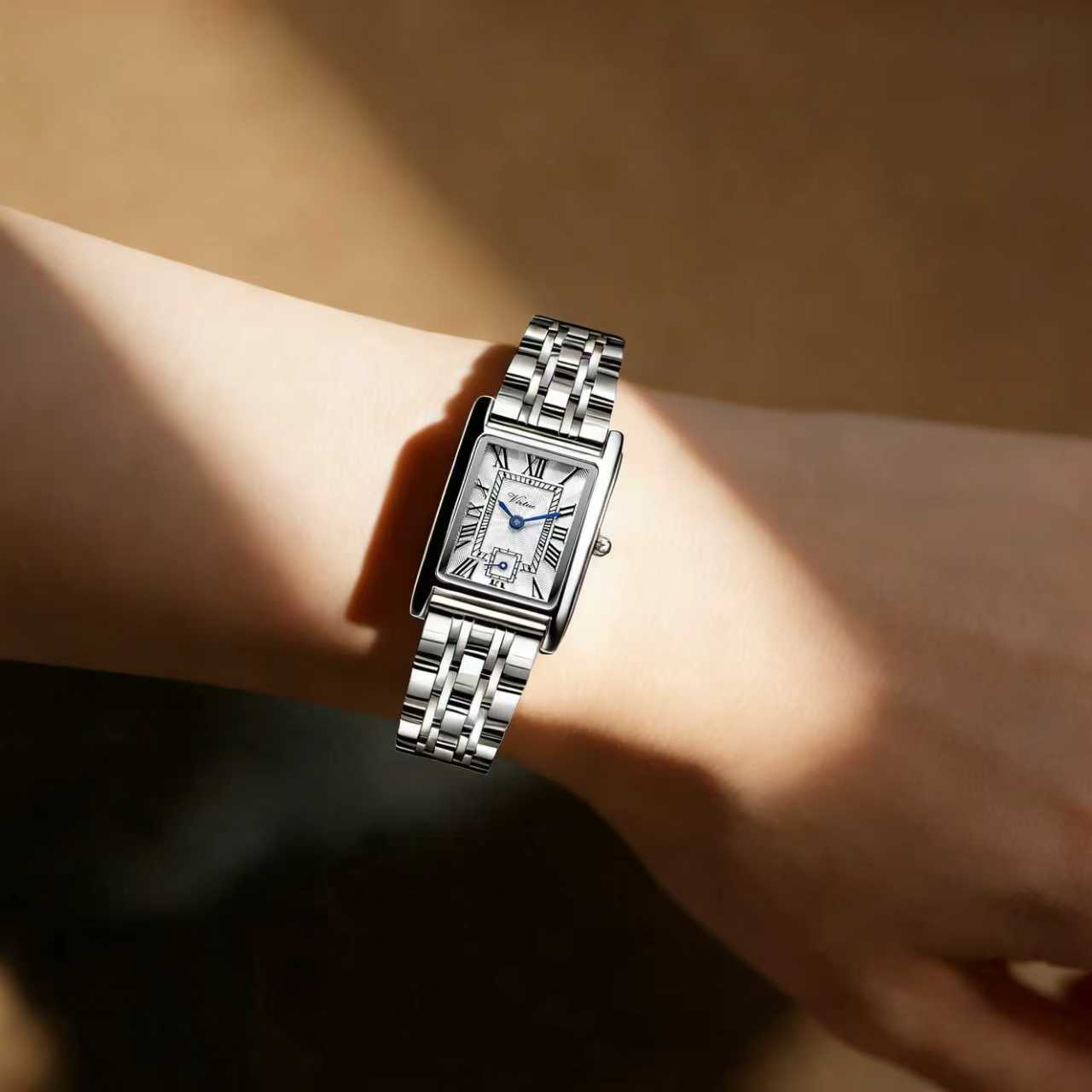 Женские легкие роскошные креативные часы с римскими цифрами, водонепроницаемость 3ATM, кварцевый механизм, ретро-стиль.