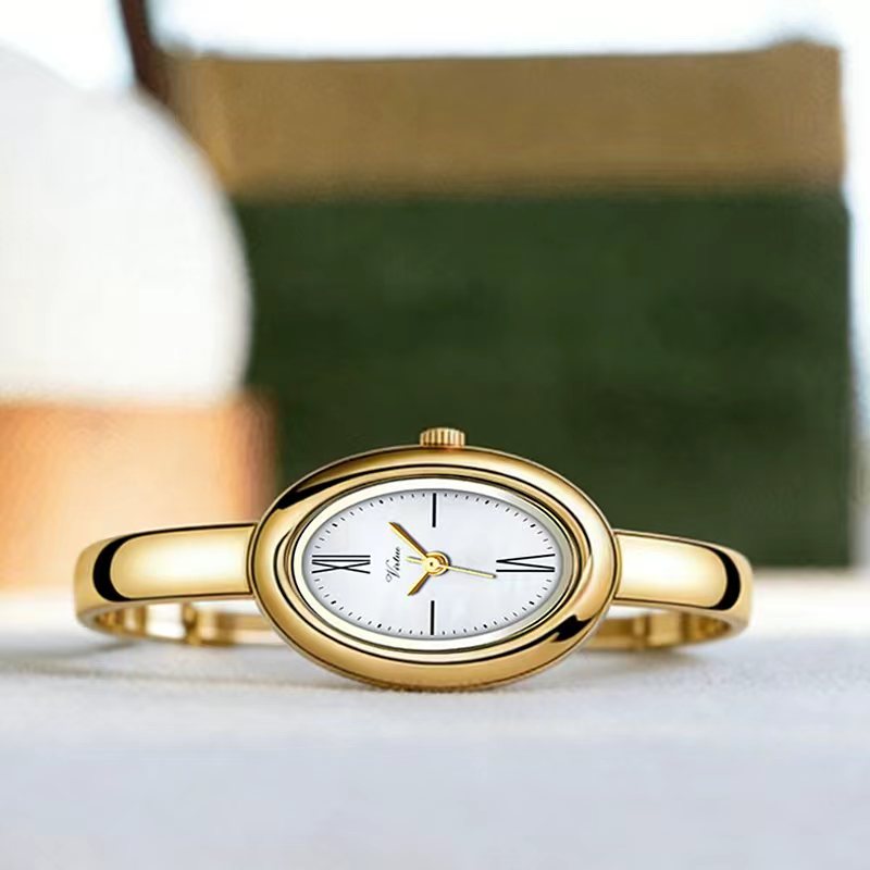 Женский кварцевый браслет из сплава со стеклом, водостойкий, с римскими цифрами, овальной формы, модный, с указательным циферблатом, повседневный, отличный подарок.