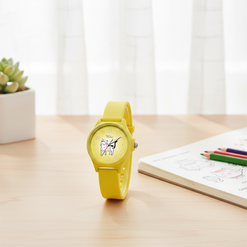 Детские кварцевые часы с мультяшным рисунком, простые силиконовые часы для девочек-студенток, приятные на ощупь, с силиконовым покрытием и стеклянной вставкой, оптовая продажа от производителя. - Virtue