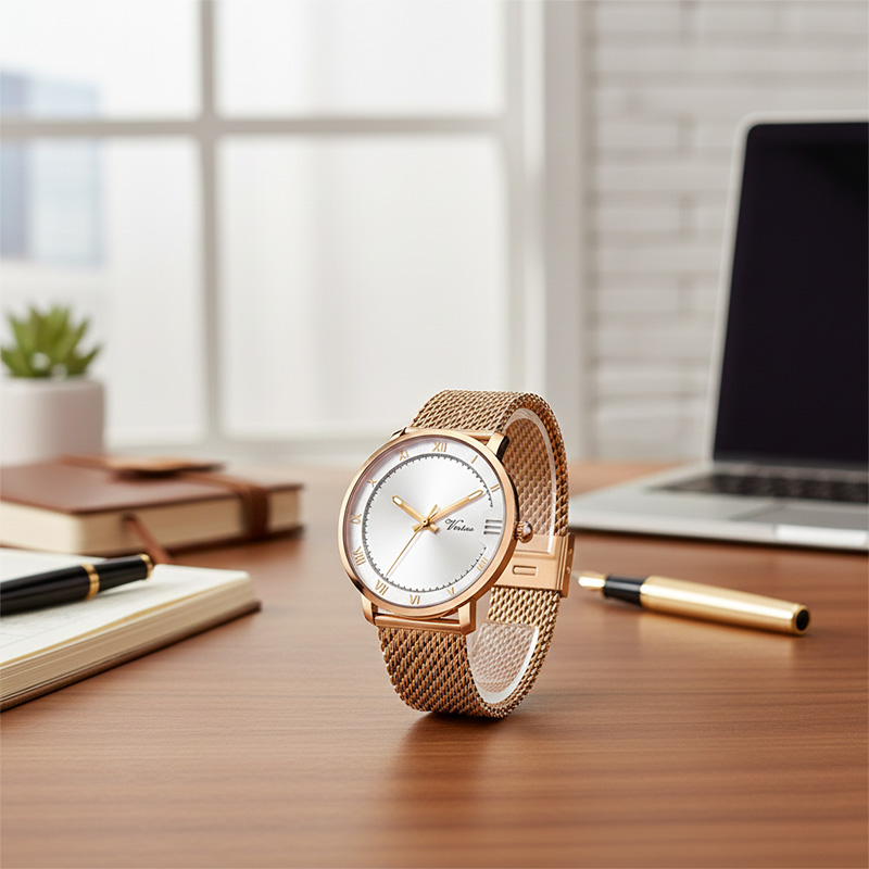 Мужские часы с индивидуальной маркировкой, римскими цифрами, водонепроницаемые, из нержавеющей стали с кожаным ремешком. - Virtue