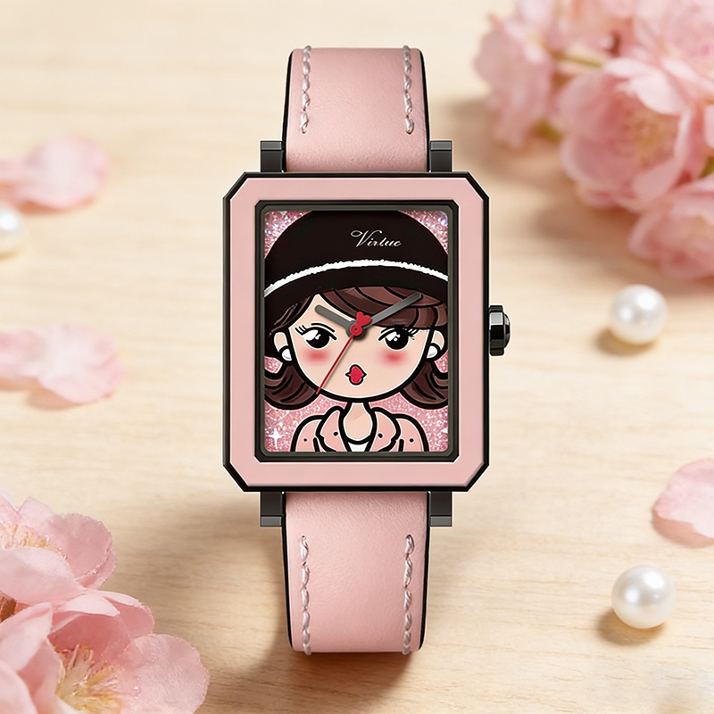 Женские кварцевые часы Virtue с кожаным ремешком, корпусом из сплава, водонепроницаемым ремешком 20 мм и циферблатом со стрелками. - Virtue