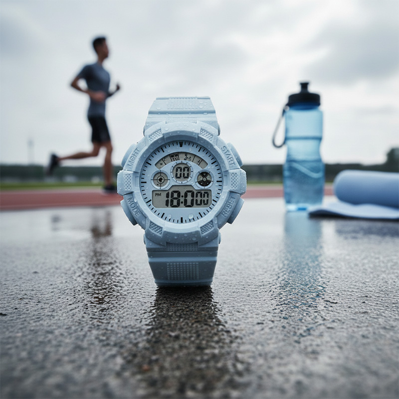 Оригинальные цифровые мужские часы OEM, водонепроницаемые, со светящейся подсветкой, для занятий спортом на открытом воздухе, в пластиковом корпусе. - Virtue