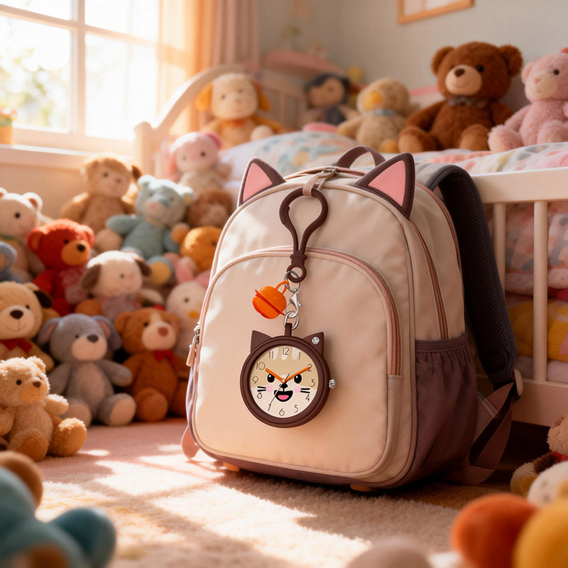 Карманные часы с кварцевым механизмом и мультяшным котом, корпус из сплава, водонепроницаемость 3ATM, для детей, брелок, OEM/ODM. - Virtue