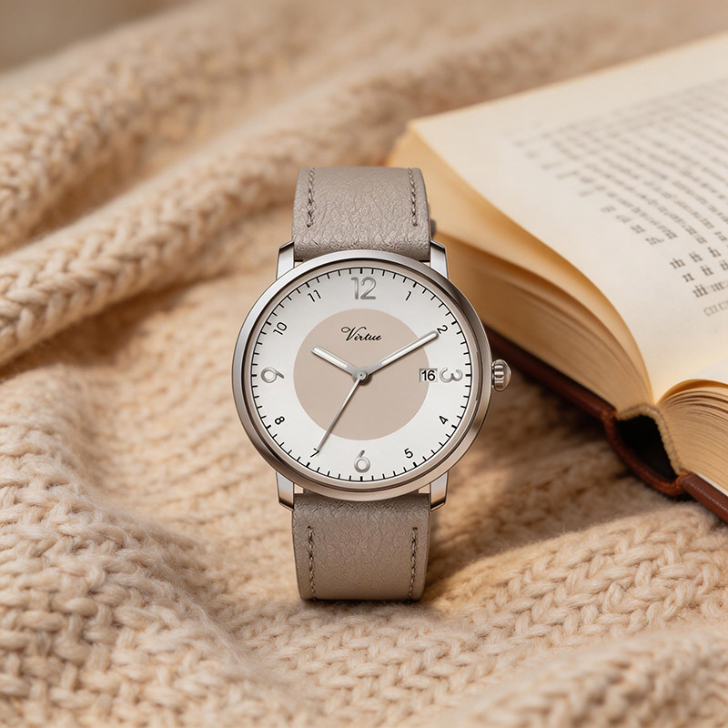 Женские кварцевые часы Virtue, циферблат 34 мм, корпус из сплава, кожаный ремешок, водонепроницаемость 3ATM, современный модный стиль. - Virtue
