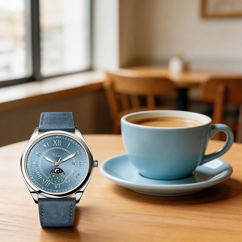 Водонепроницаемые наручные часы-хронограф с фазами Луны и светящимися стрелками для мужчин, женщин, пар и влюбленных. - Virtue