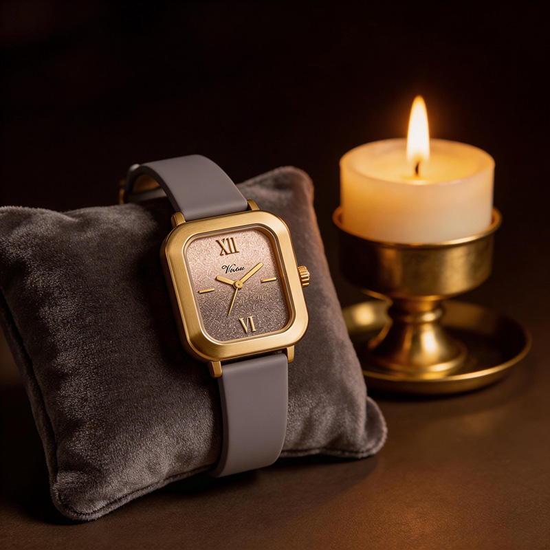 Высококачественные очаровательные женские часы с силиконовым ремешком, популярный кварцевый механизм, квадратная форма, стильные женские часы. - Virtue