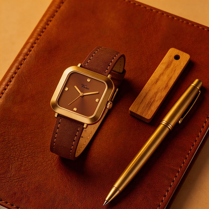 Простые элегантные квадратные женские часы с кожаным ремешком, коричневые наручные часы для женщин, женские кварцевые часы для девочек Montre Femme - Virtue