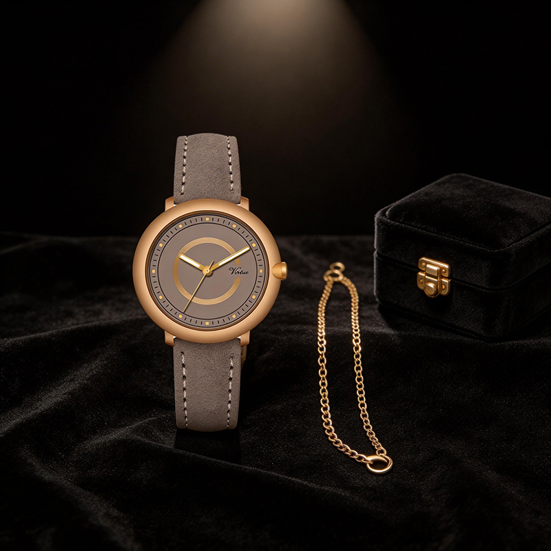 Женские кварцевые часы Virtue Charm с кожаным ремешком, повседневные круглые часы, оптовая продажа от производителя. - Virtue