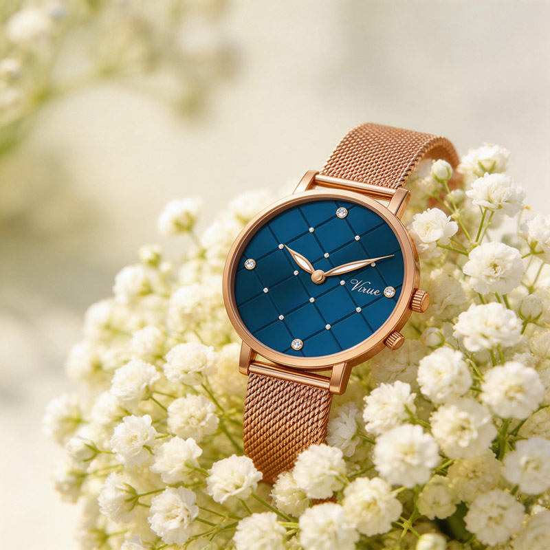 Роскошные золотые женские часы с браслетом из нержавеющей стали. - Virtue